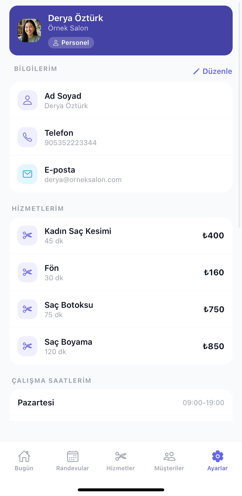 Personel ekranı